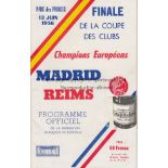 1956 EUROPEAN CUP FINAL Scarce official programme, 1956 European Cup Final , Real Madrid v Reims,