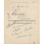 SHEFFIELD WEDNESDAY AUTOGRAPHS 1937/8 An album sheet with 11 autographs including Lester, Napier,