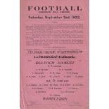 DULWICH - WIMBLEDON 1922 Dulwich Hamlet single sheet programme v Wimbledon, 2/9/1922, Isthmian