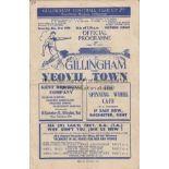 GILLINGHAM / YEOVIL Programme Gillingham v Yeovil Town Southern League 31st December 1949. Last