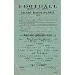 DULWICH - WIMBLEDON 1923 Dulwich Hamlet single sheet programme v Wimbledon, 6/1/1923, London