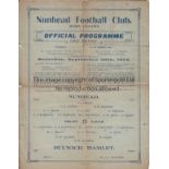 NUNHEAD - DULWICH 1914 Nunhead single sheet home programme v Dulwich Hamlet, 26/9/1914, Isthmian