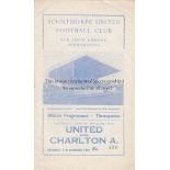 SCUNTHORPE V CHARLTON 1960 POSTPONED Programme for the postponed League match at Scunthorpe 17/12/