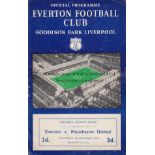 EVERTON - MAN UTD 57 Scarce Everton home programme v Manchester United, 4/9/57, slight fold, minor