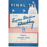 1936 CUP FINAL Official programme, 1936 Cup Final, Arsenal v Sheffield United, slight holes to rusty