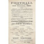 DULWICH - WEST NORWOOD 1920 Dulwich Hamlet single sheet programme v West Norwood, 10/1/1920,