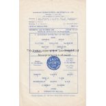 BLACKBURN ROVERS V WORKINGTON 1964 LEAGUE CUP Single sheet programme for the Cup tie at Blackburn