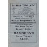 HALIFAX - CHESTER 32-33 Halifax Town home programme v Chester, 29/10/1932, slight creases. Generally