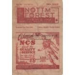 NOTTM FOREST - DERBY 44 Nottingham Forest home programme v Derby, 1/1/44, poor quality paper, folds.