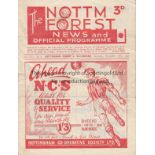 NOTTM FOREST - GILLINGHAM 50/51 Forest home programme v Gillingham 18/11/50, first season back in