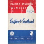 ENGLAND - SCOTLAND 1938 England home programme v Scotland, 9/4/1938 at Wembley, fold, some staple