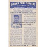 QPR V CLAPTON ORIENT 1946 Programme for the Third Division South Cup match at Queen's Park Rangers