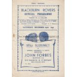 BLACKBURN - MAN UTD 46 Blackburn Rovers home programme v Man Utd, 14/12/46, slight creasing, no