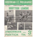 HIBERNIAN V PARTICK THISTLE 1951 Programme for the League match at Hibernian 20/1/1951, ex-binder,