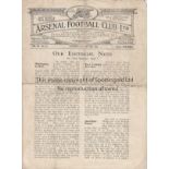 ARSENAL / LUTON 4 Page white programme Arsenal v Luton FA Cup 1st Round January 12th 1924. A