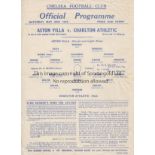 1944 CHALLENGE MATCH Chelsea single sheet programme for the unofficial challenge match between the