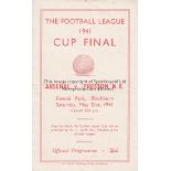 WAR CUP FINAL REPLAY 1941 Official programme, 1941 Football League Cup Final Replay, 31/5/41 at