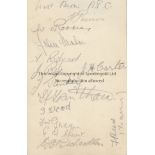 WEST BROM 1935-36 Autograph album page signed by 12 West Brom players and trainer 1935-36,. Includes