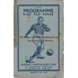 1941 CUP FINAL Pirate programme for the 1941 Cup Final at Wembley, Arsenal v Preston, four page