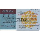 CHELSEA - WOLVES Two match tickets, Chelsea v Wolves 30/4/60 A Stand reserved seat and Wolves v