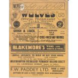 WOLVES - MIDDLESBROUGH 1933 Wolves home programme v Middlesbrough , 14/4/1933, rusty staple, some