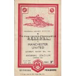 ARSENAL - MAN UTD 48-9 Arsenal home programme v Manchester United, 28/8/48, eight page issue,