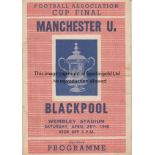 1948 CUP FINAL Pirate programme for the 1948 Cup Final, Blackpool v Manchester United, published