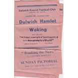 DULWICH Gatefold programme Dulwich Hamlet v Woking FA Amateur Cup 1st Round January 15th 1938.