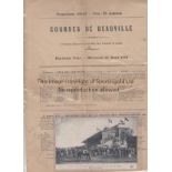 HORSERACING IN FRANCE Single card programme for the Deauville races 21/8/1901. The large card has