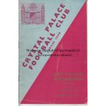 CRYSTAL PALACE 1954-55 Signed Crystal Palace handbook1954-55, approximately 50 signatures,