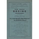 BOXING 1942 Four page card programme for Amateur Boxing Tournament, 28/3/42 at Enfield, Metropolitan