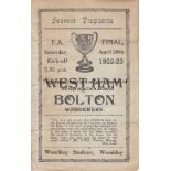 FA CUP FINAL 1923 4 Page Pirate Programme for the first Cup Final at Wembley West Ham v Bolton