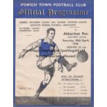 IPSWICH - ALDERSHOT 1938 Ipswich home programme v Aldershot Reserves, 30/4/1938, Southern League,