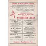 CHESTER/MAN UNITED Programme Chester v Manchester United Friendly floodlight match 1st March 1961.