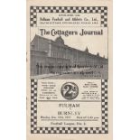 FULHAM - BURNLEY 1937 Fulham home programme v Burnley, 27/12/1937, slight fold, score noted.