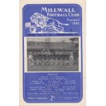 MILLWALL - KINGSTONIAN 56 Four page Millwall home programme v Kingstonian, 1/10/56, London Challenge