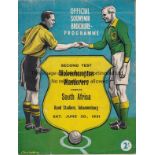 SOUTH AFRICA - WOLVES 1951 Official programme South Africa v Wolves, 30/6/51, Second Test in Rand