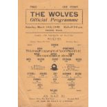 WOLVES - RAF 1942 Wolves single sheet home programme v RAF XI, 14/3/1942, friendly, Bert Williams (