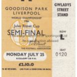 1966 WORLD CUP Seat ticket for the Semi-Final at Goodison Park, Everton FC, West Germany v Russia