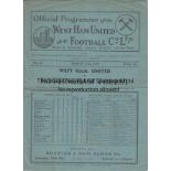 WEST HAM - NOTTM FOREST 1937-38 West Ham home programme v Nottingham Forest, 19/3/1938, fold, slight