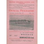 WREXHAM/MAN UNITED Programme Wrexham v Manchester United FA Cup 4th Round 26th January 1957.