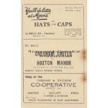 CHESHAM UNITED 1936 Chesham United home programme v Hoxton Manor, 14/11/1936, Spartan League, six