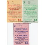 WOLVES - EUROPEAN CUP Three Wolves home match tickets for European Cup games played in season 59/60,