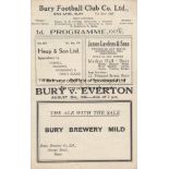 BURY- EVERTON 45 Bury home programme v Everton, 29/8/45, Frank Swift guested in goal for Bury,