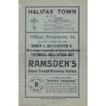 HALIFAX - DONCASTER 1938 Halifax Town home programme v Doncaster, 18/4/1938, slight fold, score,