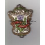 FOOTBALL LEAGUE 1909 Embroidered cloth pin clasp badge. Embroidered on the front is "The Football