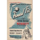 1946 FA CUP FINAL Official programme 1946 Cup Final, Charlton v Derby, fold, no writing. Generally