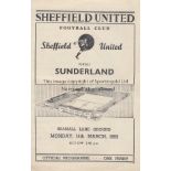 SHEFF UNITED / SUNDERLAND Very scarce 4 Page Programme Sheffield United v Sunderland 14th March