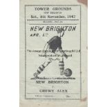 NEW BRIGHTON - CREWE 1947 New Brighton home programme v Crewe,8/11/47, a few brown marks to