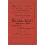 DULWICH - LONDON CALEDONIANS 1925 Four page Dulwich Hamlet home programme v London Caledonians, 18/